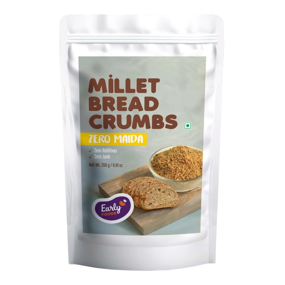 Early Foods : Millet Bread Crumbs | Zero Maida Crispy breadcrumbs | Eggless Bread Crumbs Powder for coating, cutlets 250 gms