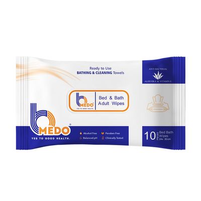 Bmedo Bed Bath Wipes, Adult Wet Wipes, Adult Bath Wipes, Anti Bacterial, Ready To Use Cleansing Towels, Refreshing Sponge Bath Towel, For Men & Women | Travelling Wipes | Pure Water Soft Moisturizing Wet Wipes With Lid(60 Count (Pack Of 6))