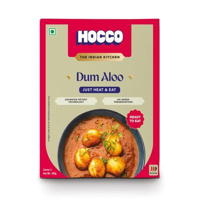 Hocco Dum Aloo Sabji Ready To Eat | Just Heat & Eat | Authentic Pure Veg Indian Food | No Added Preservatives Or Artificial Colors | Meal Ready In 5 Minutes | Microwaveable | Serves 2 | 300 gm (Dum Aloo Sabji-Pack of 1).