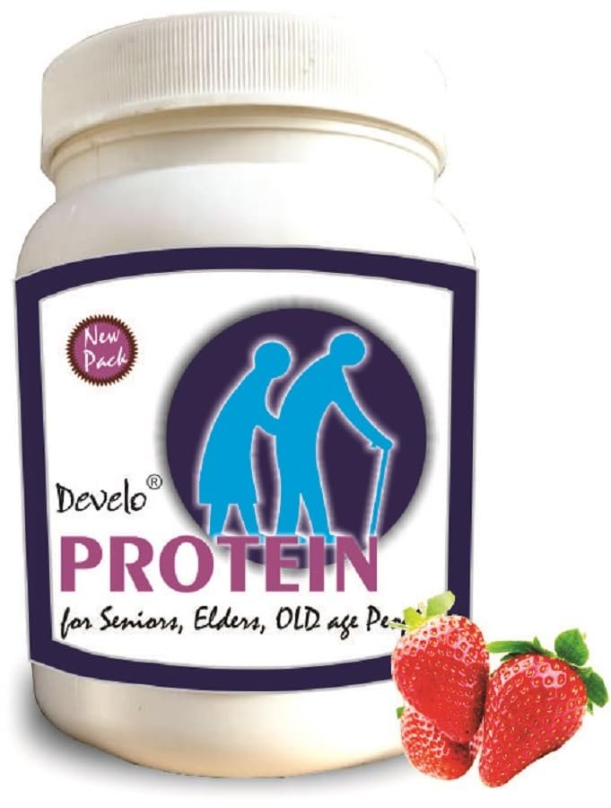 Develo Protein Powder for Seniors, Elderly & Old Age People, Men & Women - 1kg Strawberry