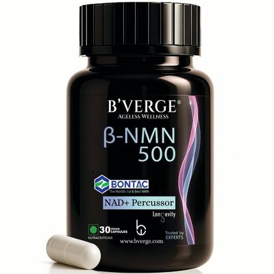 BVERGE NMN Supplement 500mg |100% Purity | BONTAC Pro NMN World's Most Trusted & Trusted by Experts | Healthy Ageing | Repair Cells | Enhance Muscle | Neuro Function (500MG 30 Capsules)