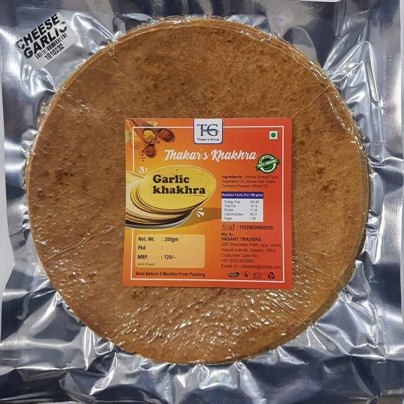 Garlic Khakhra Packets of 4 (800 Gm) - Healthy Gujarati Snacks