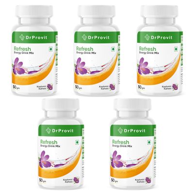 Dr.Provit Refresh Energy Drink Mix (50 Servings) (Kasmiri Kahwa Flavour - 50gm Pack 5)