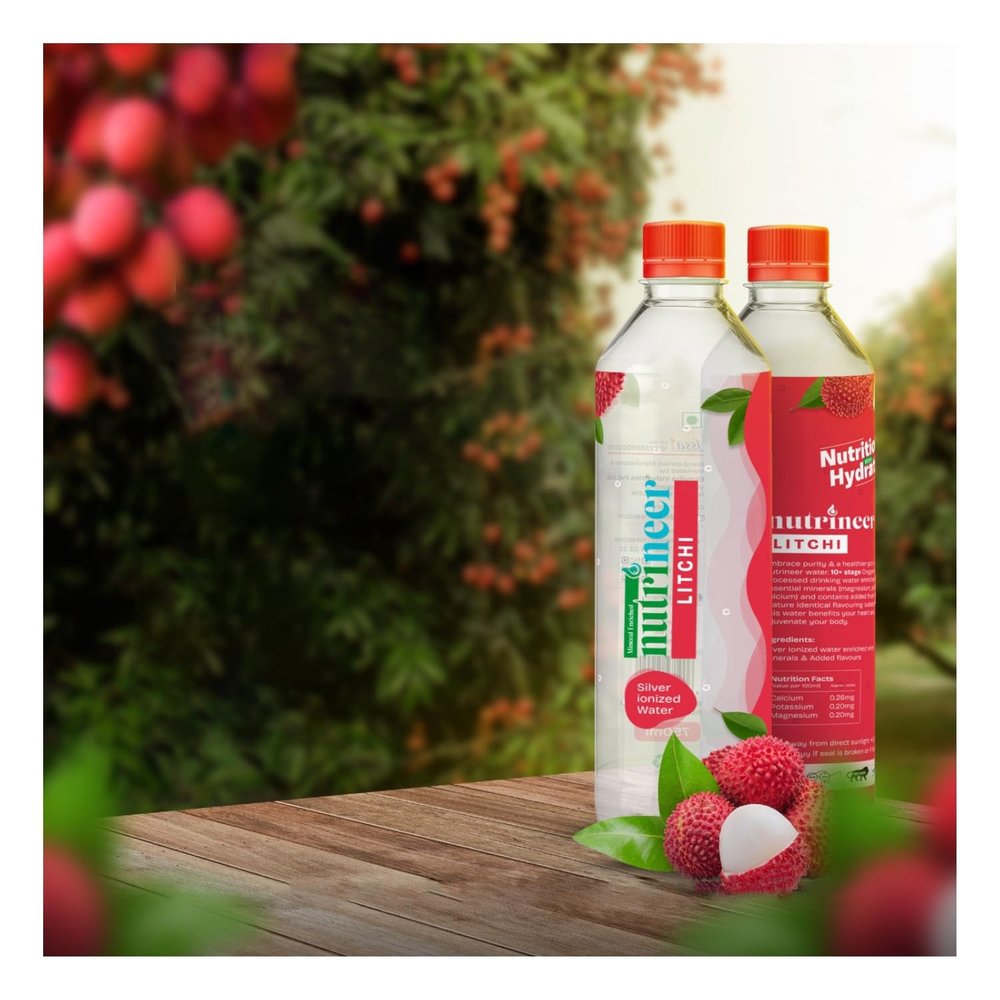 nutrineer Litchi Flavoured Silver Ionized Water with Essential Minerals & Vitamins | Delicious & Healthy Refreshing Drink | Hydrate Healthy, Live Happy | 750ml Each | Pack of 12
