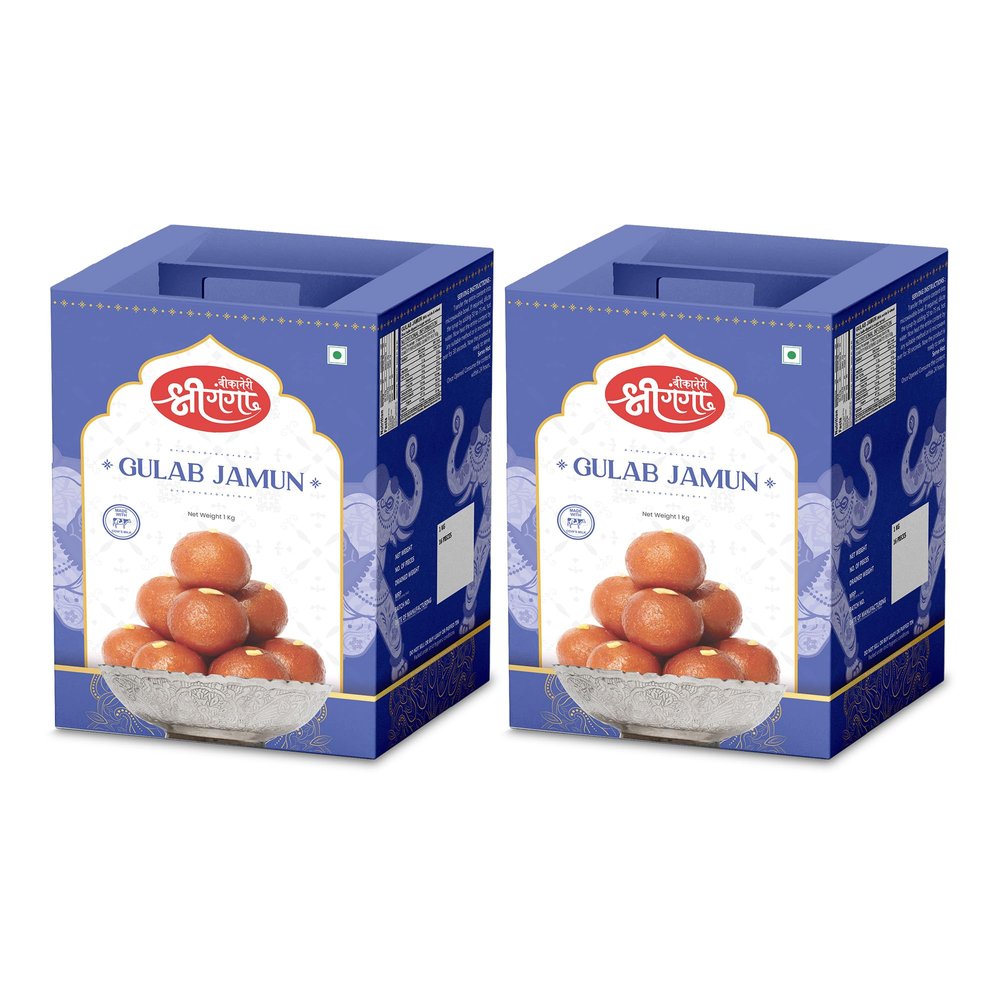 Bikaneri Shree Ganga Soft Gulabjamun, 2Kg (1Kg x 2) Tin, Traditional Bikaneri Sweet, Bikaneri Mithai, Shahi Sweet Delicacy, 32 Pieces