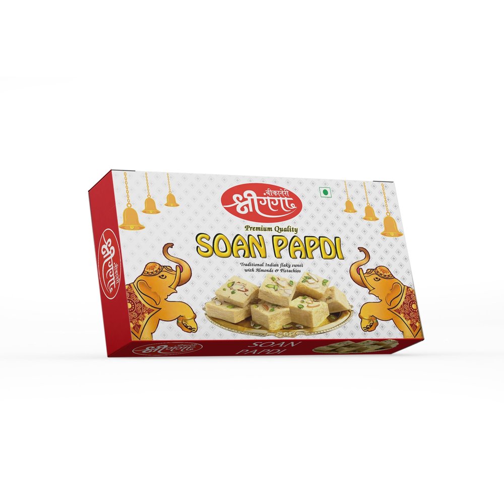 Bikaneri Shree Ganga Soft and Flaky Soan Papdi 400gm Box Delicious Traditional Bikaneri Sweet Mithai Shahi Delicacy