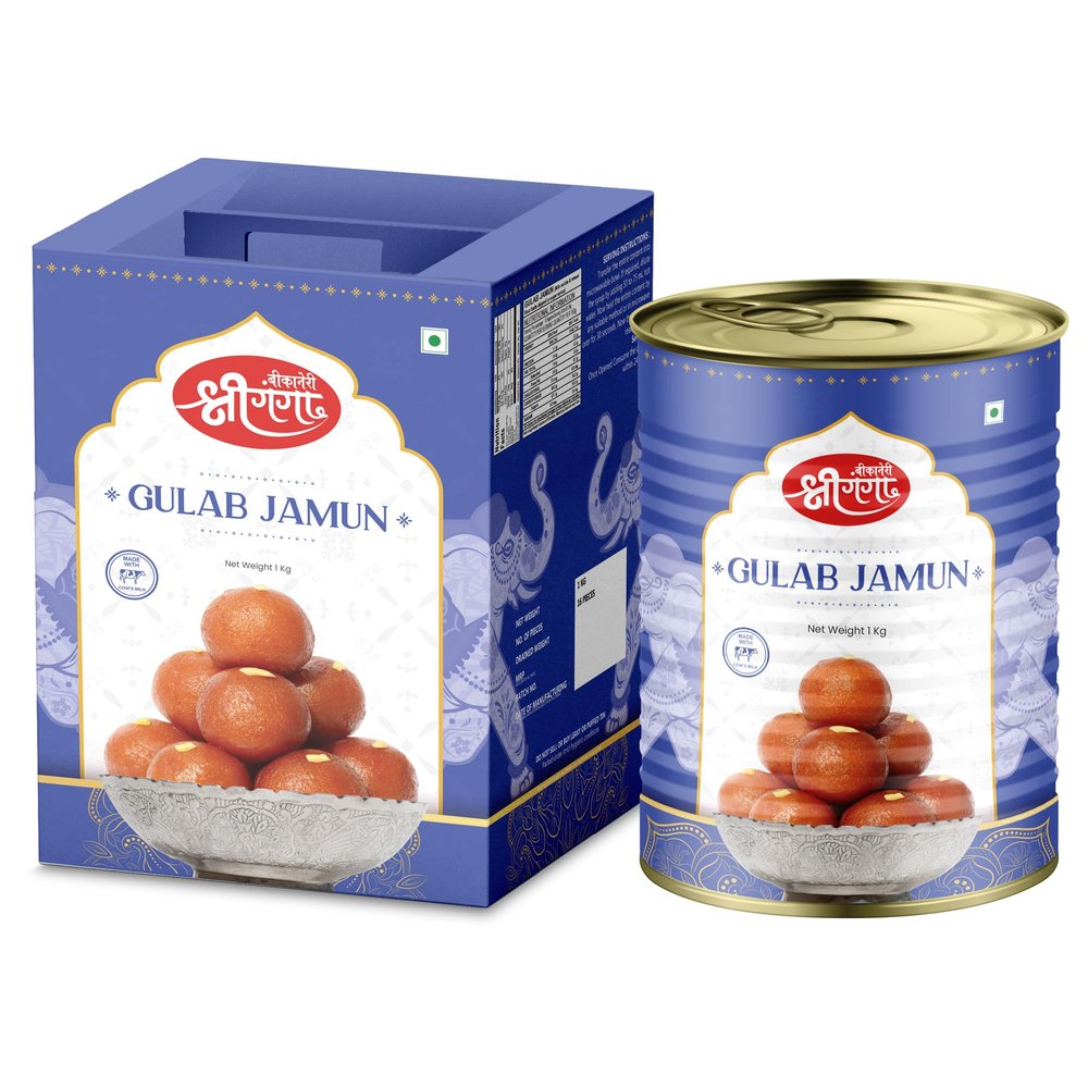 Bikaneri Shree Ganga Soft Gulab Jamun 1Kg Tin Traditional Bikaneri Sweet Mithai Shahi Delicacy 16 Pieces | Ready To Serve | Perfect for Celebrations & Festivals