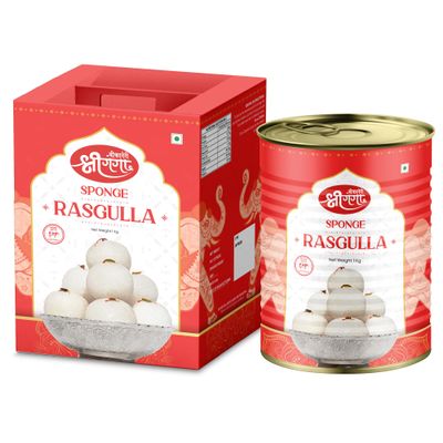 Bikaneri Shree Ganga Spongy Rasgulla, 1Kg Tin, Traditional Bikaneri Sweet, Bikaneri Mithai, Shahi Sweet Delicacy, 20 Pieces