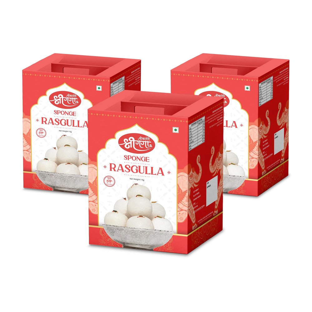 Bikaneri Shree Ganga Spongy Rasgulla, 3Kg (1Kg x 3) Tin, Traditional Bikaneri Sweet, Bikaneri Mithai, Shahi Sweet Delicacy, 60 Pieces