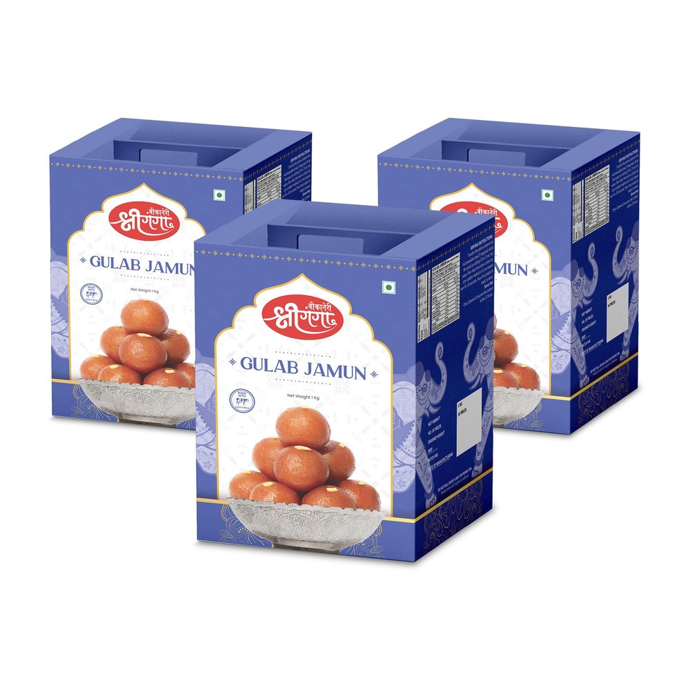 Bikaneri Shree Ganga Soft Gulabjamun, 3Kg (1Kg x 3) Tin, Traditional Bikaneri Sweet, Bikaneri Mithai, Shahi Sweet Delicacy, 48 Pieces