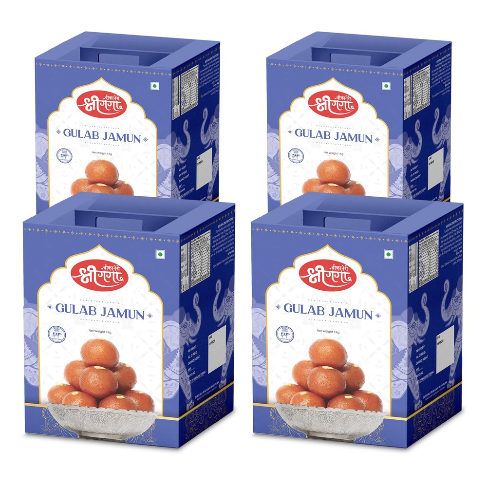 Bikaneri Shree Ganga Soft Gulabjamun, 4Kg (1Kg x 4) Tin, Traditional Bikaneri Sweet, Bikaneri Mithai, Shahi Sweet Delicacy, 64 Pieces