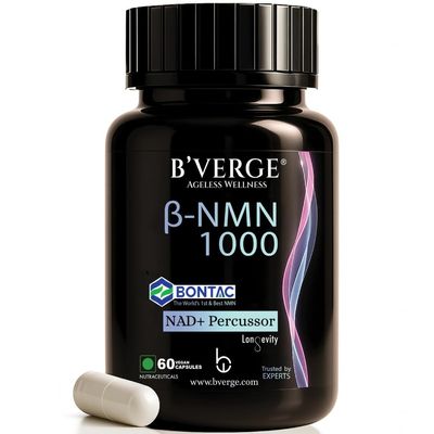 BVERGE NMN Supplement 1000mg |100% Purity | BONTAC Pro NMN World's Most Trusted & Trusted by Experts | Healthy Ageing | Repair Cells | Boost NAD+ | Enhance Muscle | Neuro Function (1000MG 60 Capsules)