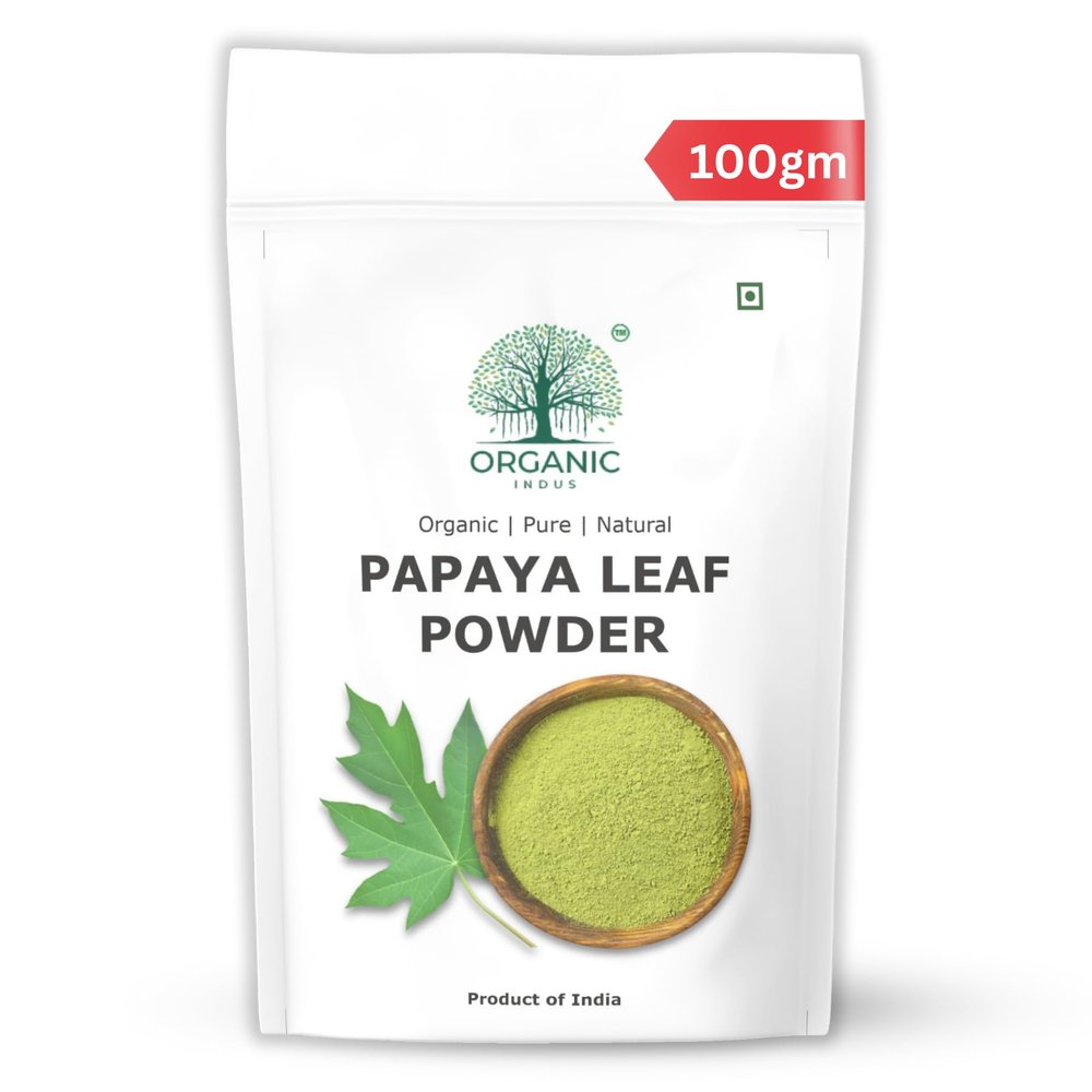 Organic Indus Papaya Leaf Powder | Pure Herbal Supplement for Digestion, Platelet Support & Blood Sugar Balance | Natural Dried Carica Papaya Leaves for Daily Wellness Use | 100gm (Pack of 1)
