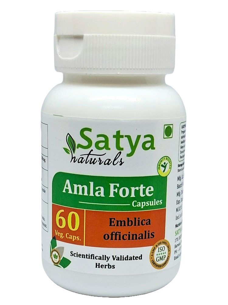 Satya Naturals Amla (Emblica Officinalis, Amalaki) Extract Capsules | 100% Herbal & High Potency | 500 mg. | Boost Immunity, Digestion & Vitality | Pack of 60 Veg. Capsules