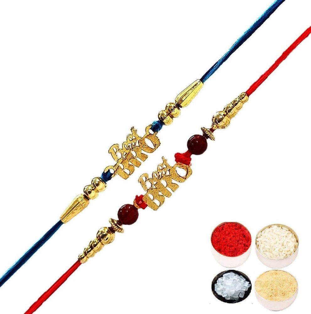 Best Bro Two Rakhi Combo for Brother with Roli Chandan Chawal Mishri Pack for Chocolaty Chota Bhai n Bhaiya