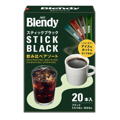 AGF Blendy Stick Black Tasting Assortment 20 sticks [Stick coffee] [Instant coffee] [Water-soluble coffee] | Made in Japan