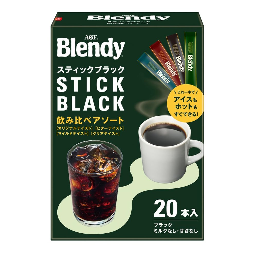 AGF Blendy Stick Black Tasting Assortment 20 sticks [Stick coffee] [Instant coffee] [Water-soluble coffee] | Made in Japan