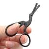 BowieMall Nose Hair Scissors Trimmer for Men Manual Mustache Cutter Scissors Small Round Tip Carved Crane Cutter(Black) view 3