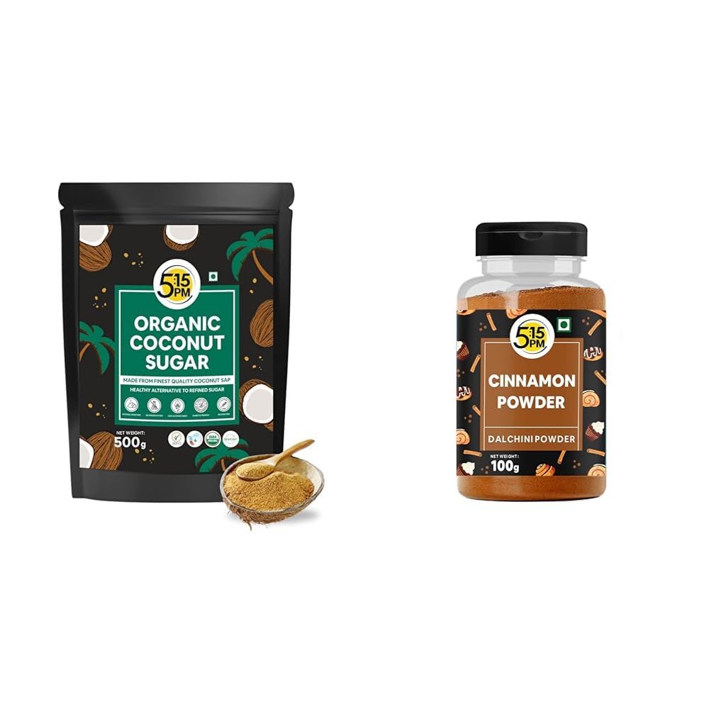5:15 PM Organic Coconut Sugar 500Gm | Unrefined, Natural Sweetener | 5:15 PM Cinnamon Powder | 100% Pure & Natural (100g)