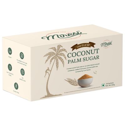Miresi Natural & Organic Palm Sugar Organic Coconut Palm Sugar (Pack Of 30-7Gm Sachets) 100% Healthy Replacement For Artifical Sweetner|Pure,Unrefined,Traditional Sweetener|Gluten Free