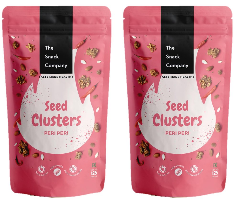 6 in 1 Seeds & Dryfruit Mix - Peri Peri Cluster 125 gm x 2| Roasted Seeds | High Protein | Trail Mix | Healthy Tea Snack | 51% Sunflower, Pumpkin, Watermelon, Flax Seeds | 13% Dry-fruits | 15% Oats