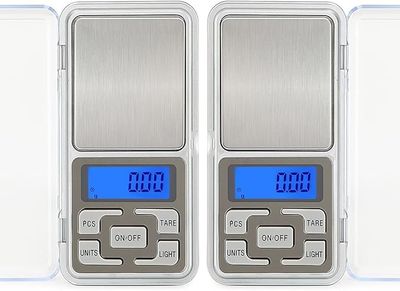 MCP Healthcare Digital Pocket Scale, 200g Capacity, 0.001oz/0.1g High Precision, Mini Gram Reload Weight Scale for Food, Jewelry, Gems, Pack of 2, Silver