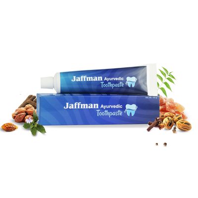 Jaffman Ayurvedic Toothpaste-100 gms| For teeth sensitivity, Gum bleeding, and teeth whitening | Infused with 19 Traditional Herbs| | No added Fluoride, Triclosan & Formalin|