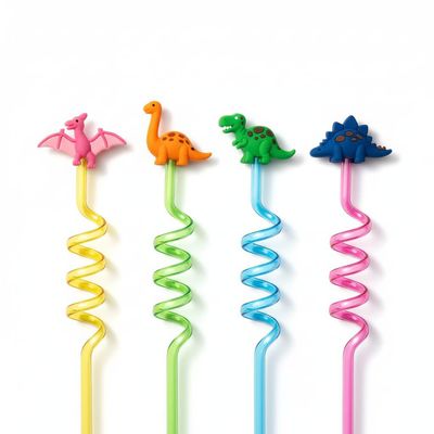 faas Reusable Colorful Spiral Straw Set of - 4 | Spiral/Curly Straw for Kids | Birthday Party Decorations Supplies | Durable & Eco-Friendly Drinking Pipes(Pack of 1)