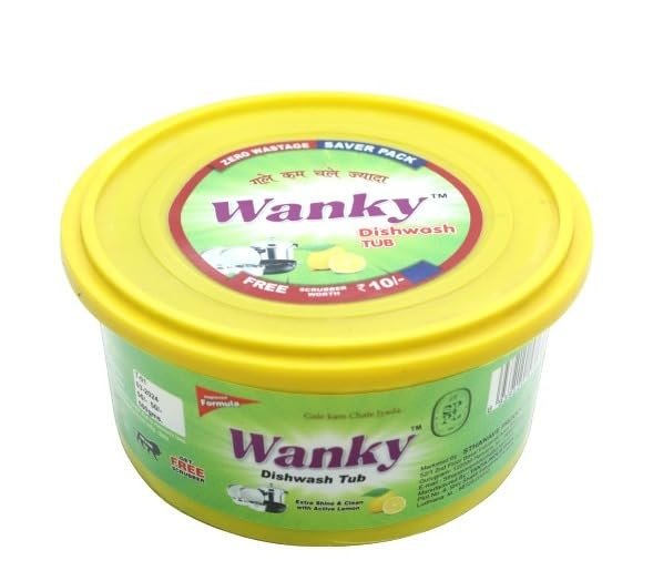 Wanky Round Dishwash Bar With Complete Dishwashing Solution With Anti-Bacterial Efficacy & Goodness Of Lemon Remove Tough Grime Stains With Ease 500GM (Pack Of 6)