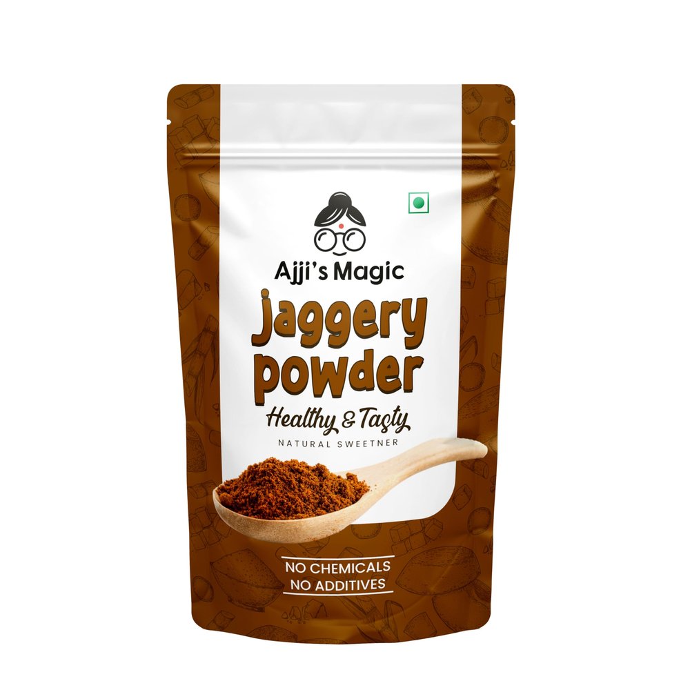 Ajji's Nut Magic Natural Jaggery Powder 400g, Sugarcane jaggery powder, Organic Jaggery, No added colour, No Chemical