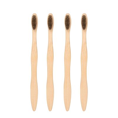 Adviah Bamboo Toothbrushes | BPA Free, Eco-Friendly, Natural Bamboo Toothbrush with Charcoal Infused Soft Bamboo Bristles | Biodegradable, Compostable & Wooden Toothbrushes (Pack of 4)
