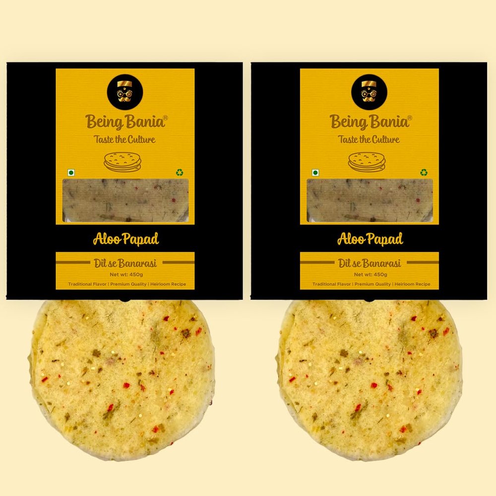 Being Bania Aloo Papad,100% Natural And Handmade|Banarasi Aloo Papad|Potato Papads (Pack Of 2)),900 Gram