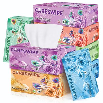 Careswipe Soft Facial Tissue Papers -100 Pulls Pack of 8- Total (800 pulls -1600 sheet) 2 Ply | Facial tissue | Tissue Box | Tissue Paper
