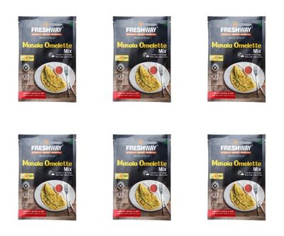 Freshway Masala Omelette Mix  Pack of 6 | Authentic Indian Spice Blend with Preloaded Veggies | Easy-to-Make Fluffy and Flavorful Omelettes