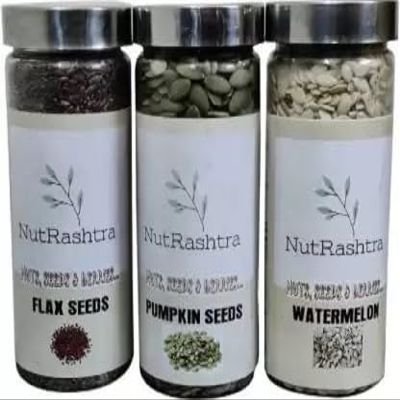 NutRashtra flax seeds pumpkin seeds watermelon seeds Golden Flax Seeds, Watermelon Seeds, Pumpkin Seeds (600 g, Pack of 3)