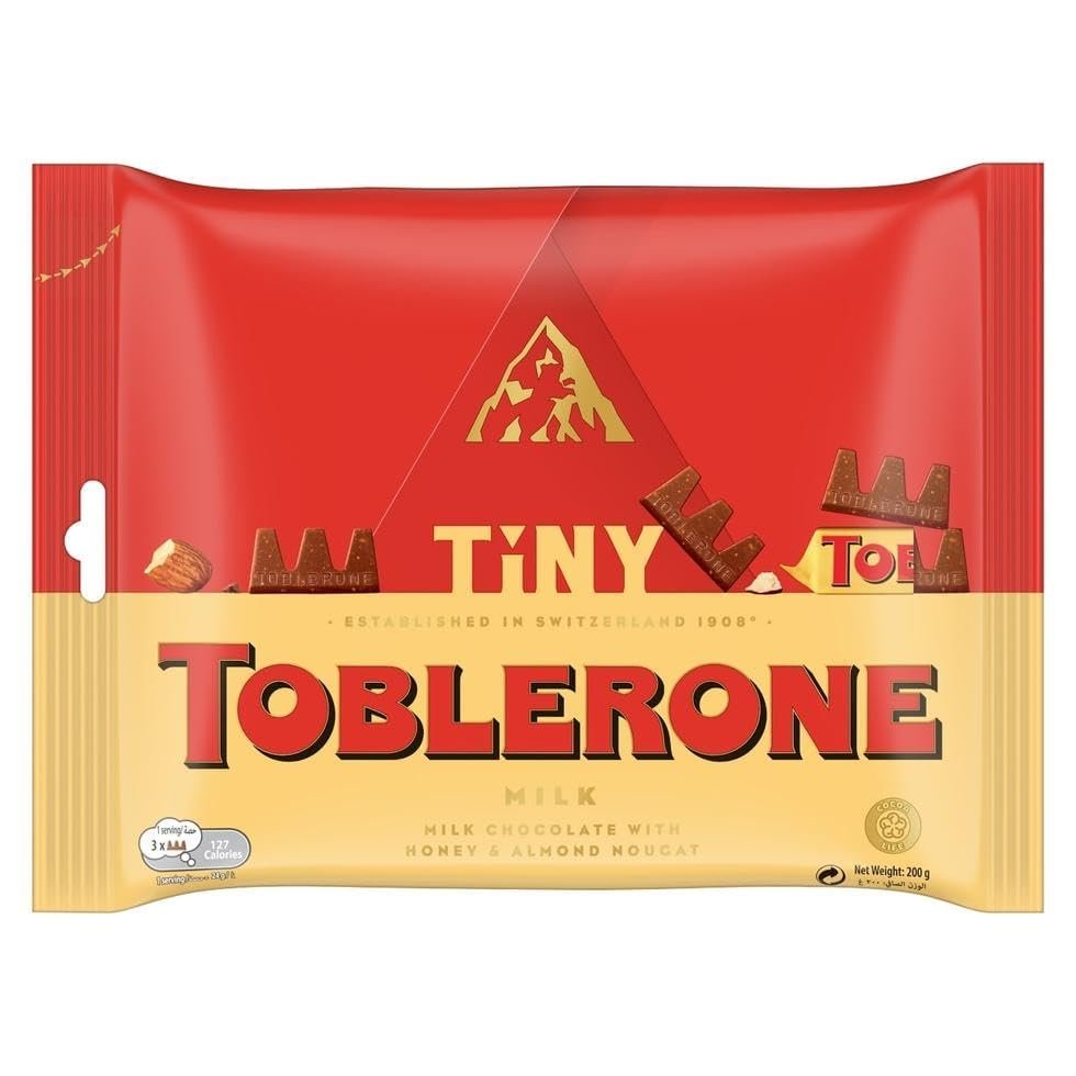 Decadent Foods Toblerones Tiny Swiss Milk Chocolate Decorated With Honey, Almonds and Nougats Makes Everybody Crazy 200g (From Switzerland)