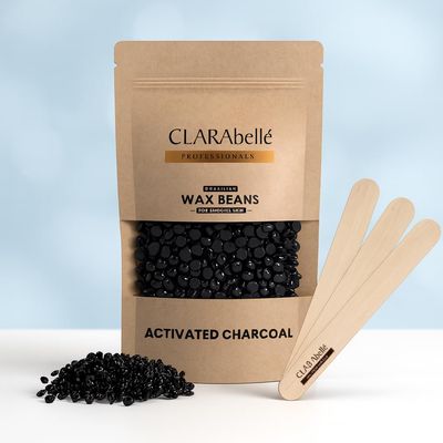 Clarabelle Activated Charcoal Hard Wax Beans | Painless Stripless Hair Removal for Women & Men | For Bikini Line, Upper Lips, Arms, Legs, Underarms & Full Body | Removes Coarse Hair from Root (500g)