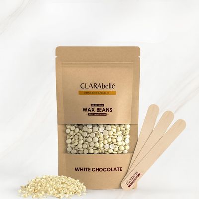 Clarabelle White Chocolate Hard Wax Beans | Painless Stripless Hair Removal for Women & Men | For Bikini Line, Upper Lips, Arms, Legs & Full Body | Removes Coarse Hair from Root (White Chocolate, 500g)