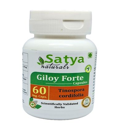 Satya Naturals Tinospora Cordifolia (Giloy, Guduchi) Extract Capsules | Highest Potency, 100% Herbal Product | Pack of 60 X 500 mg. Veg. Capsules (Pack of1 Bottle)