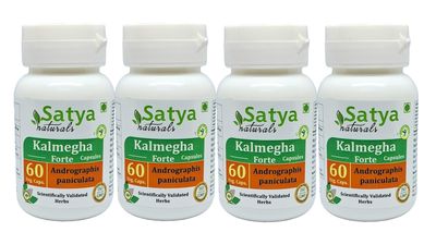 Satya Naturals Andrographis Paniculata (Kalmegha) Extract Capsules | Highest Potency, 100% Natural Product | Pack of 60 x 500 mg. Veg. Capsules (Pack of 4 Bottles)