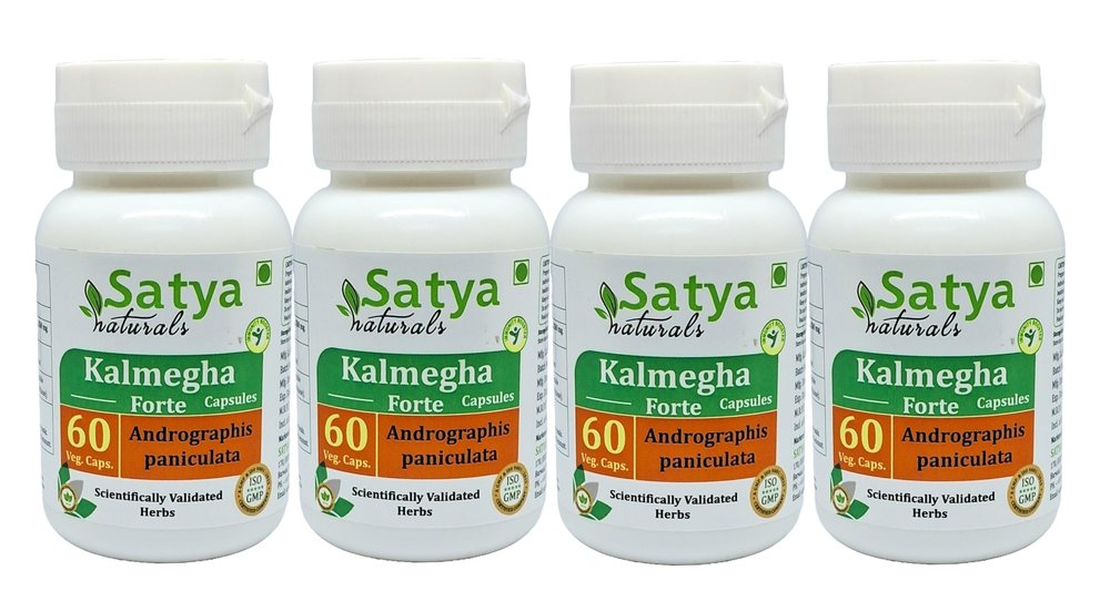 Satya Naturals Andrographis Paniculata (Kalmegha) Extract Capsules | Highest Potency, 100% Natural Product | Pack of 60 x 500 mg. Veg. Capsules (Pack of 4 Bottles)