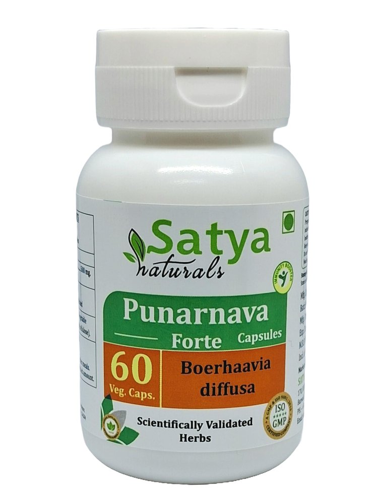 Satya Naturals Boerhaavia Diffusa (Punarnava) Extract Capsules | Highest Potency, 100% Herbal Product | Pack of 60 X 500 mg. Veg. Capsules (Pack of 1 Bottle)