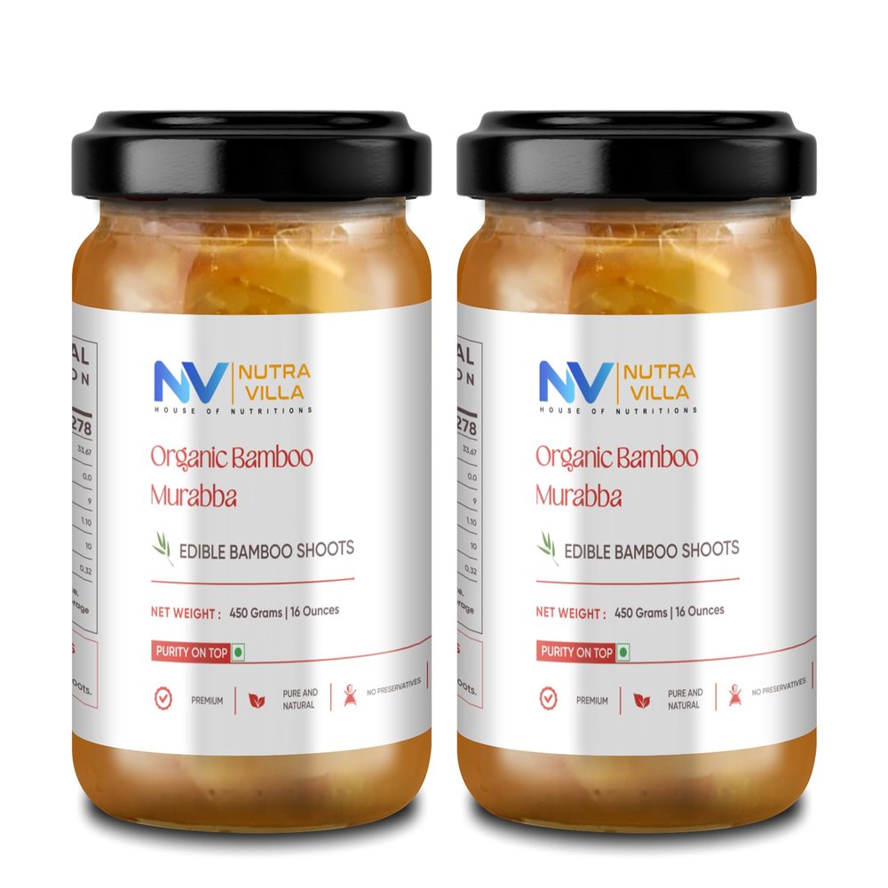 Nutravilla Bamboo Murabba For Height Increase | Contains Soft Pieces of Bamboo Shoots | 2 Jars Of 450 Gram Jar Each
