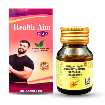 Ayurvedic Health Aim Plus Capsule & Becadexamin Capsule | Multivitamin | Multiminaral with Immunity | 30 +60 capsule