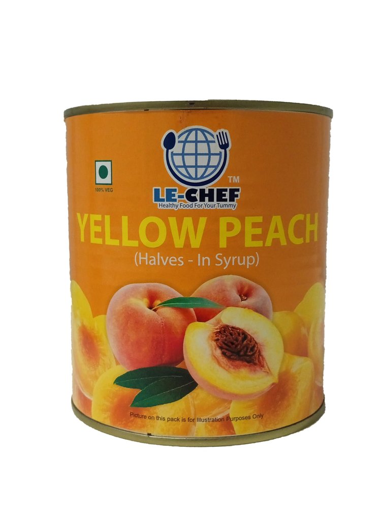 LE-CHEF Yellow Peach Halves in Syrup | Juicy Canned Peaches for Desserts, Baking, Smoothies & Fruit Salads | Ready-to-Eat Tender Peach Slices