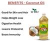 GS OILS Cold Pressed Coconut Oil | Pure & Natural | Coconut Oil for Cooking, Hair & Skin (1ltr, Pack of 4) view 2