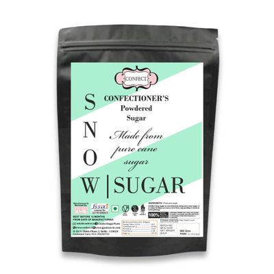 Confect Snow Sugar | Non-Melting Dusting Sugar for Cakes, Donuts, Cookies & Desserts | Ideal for Decoration & Garnishing | 100% Vegetarian & Moisture-Resistant- 900 Gms