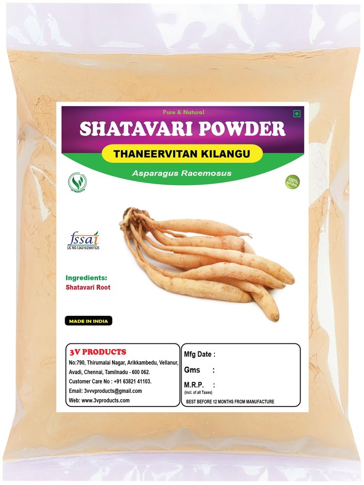 3V PRODUCTS Shatavari Powder 200g | Thaneervittan Kilangu Powder | Asparagus Racemosus (Pack of 2x100g)