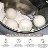 HUNCHA Wool Dryer Balls, Natural Fabric Softener, Reusable, Reduces Clothing Wrinkles and Saves Drying Time, Alternative to PVC Balls, Dryer Sheets & Liquid Softener, Lint Free, White, Pack of 8 view 4