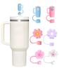 6 pcs Stanley Cup Accessories, PVC Cup Straw Sleeves,Reusable Silicone Straw Cover Cap, Flower Shaped Silicone Straw Cover, Accessories are Suitable for 10mm Straws view 1